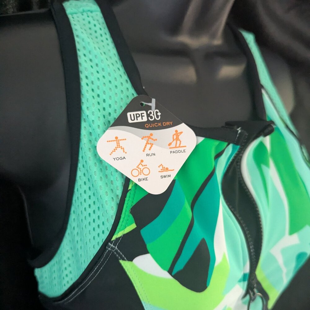 NWT Zeroxposur  tankini Top green and black - XS - Picture 2 of 5